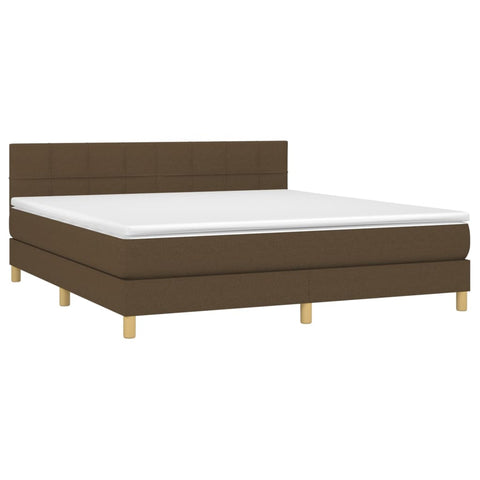 vidaXL Boxspringbett mit Matratze & LED Dunkelbraun 180x200 cm Stoff