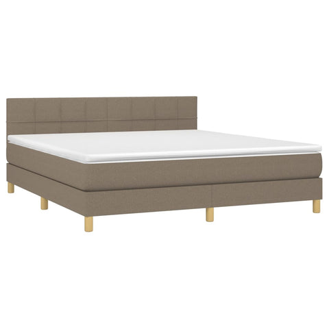 vidaXL Boxspringbett mit Matratze & LED Taupe 180x200 cm Stoff