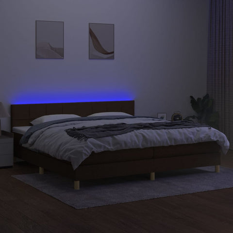 vidaXL Boxspringbett mit Matratze & LED Dunkelbraun 200x200 cm Stoff