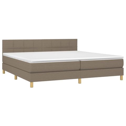 vidaXL Boxspringbett mit Matratze & LED Taupe 200x200 cm Stoff