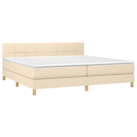 vidaXL Boxspringbett mit Matratze & LED Creme 200x200 cm Stoff