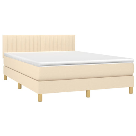 vidaXL Boxspringbett mit Matratze & LED Creme 140x190 cm Stoff