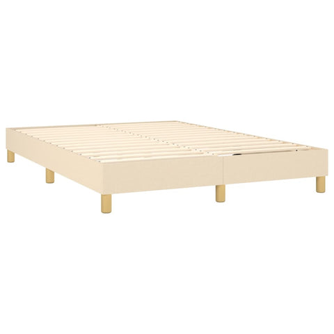 vidaXL Boxspringbett mit Matratze & LED Creme 140x190 cm Stoff