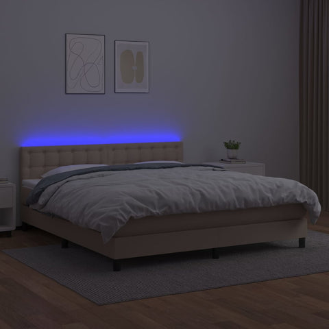 vidaXL Boxspringbett mit Matratze & LED Cappuccino-Braun 180x200cm