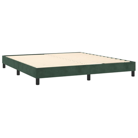 vidaXL Boxspringbett mit Matratze & LED Dunkelgrün 160x200 cm Samt