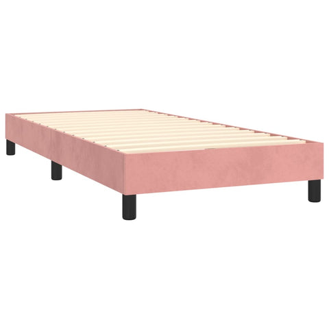 vidaXL Boxspringbett mit Matratze & LED Rosa 90x190 cm Samt