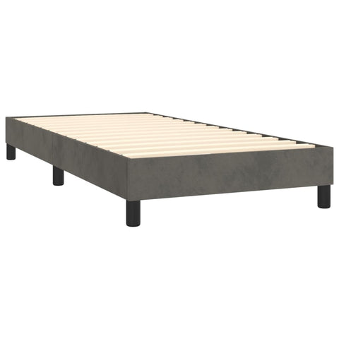 vidaXL Boxspringbett mit Matratze & LED Dunkelgrau 100x200 cm Samt