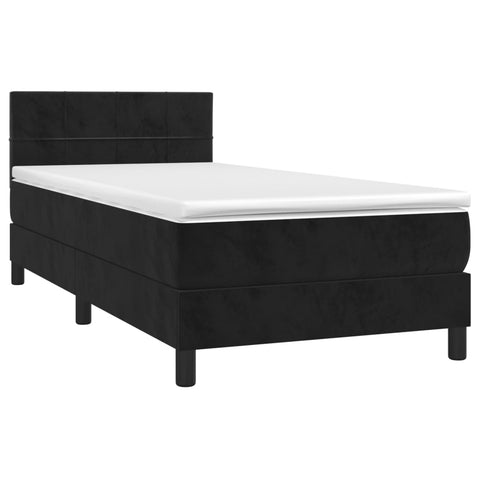 vidaXL Boxspringbett mit Matratze & LED Schwarz 100x200 cm Samt