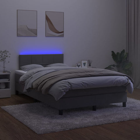 vidaXL Boxspringbett mit Matratze & LED Dunkelgrau 120x200 cm Samt