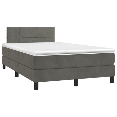 vidaXL Boxspringbett mit Matratze & LED Dunkelgrau 120x200 cm Samt