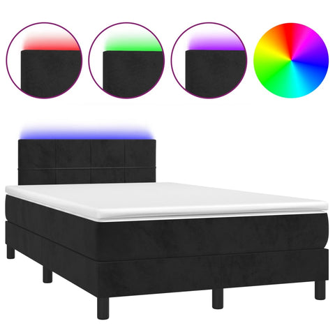 vidaXL Boxspringbett mit Matratze & LED Schwarz 120x200 cm Samt