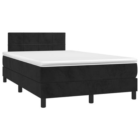 vidaXL Boxspringbett mit Matratze & LED Schwarz 120x200 cm Samt