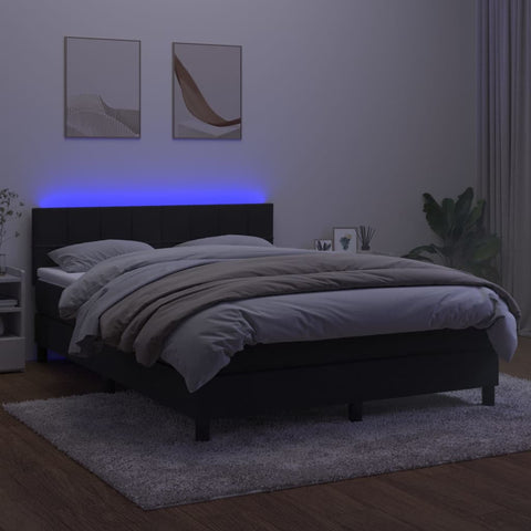 vidaXL Boxspringbett mit Matratze & LED Schwarz 140x190 cm Samt