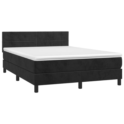 vidaXL Boxspringbett mit Matratze & LED Schwarz 140x190 cm Samt