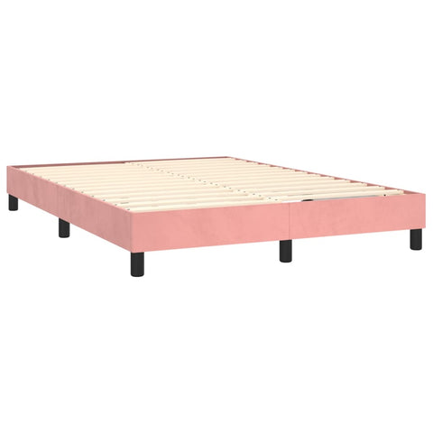 vidaXL Boxspringbett mit Matratze & LED Rosa 140x190 cm Samt