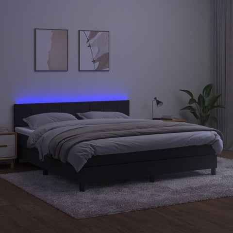 vidaXL Boxspringbett mit Matratze & LED Schwarz 160x200 cm Samt