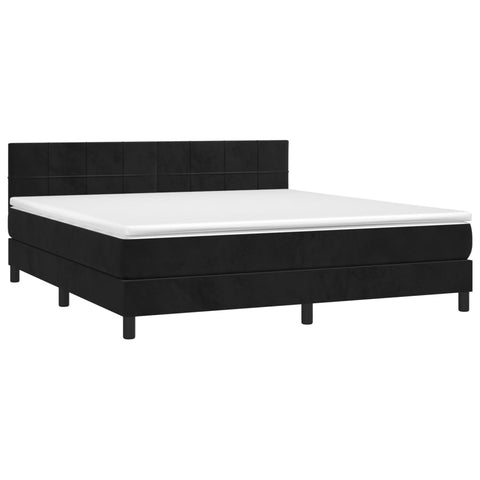 vidaXL Boxspringbett mit Matratze & LED Schwarz 160x200 cm Samt