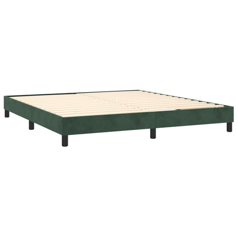 vidaXL Boxspringbett mit Matratze & LED Dunkelgrün 180x200 cm Samt