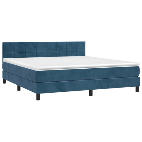 vidaXL Boxspringbett mit Matratze & LED Dunkelblau 180x200 cm Samt