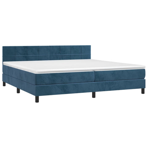 vidaXL Boxspringbett mit Matratze & LED Dunkelblau 200x200 cm Samt