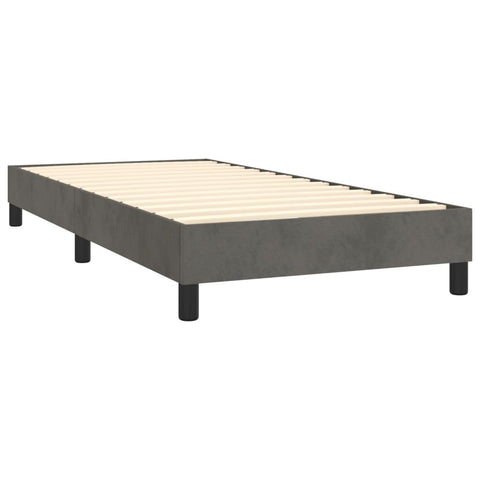 vidaXL Boxspringbett mit Matratze & LED Dunkelgrau 90x190 cm Samt