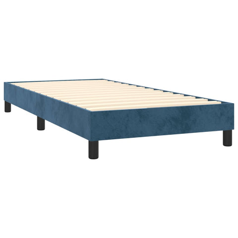 vidaXL Boxspringbett mit Matratze & LED Dunkelblau 90x190 cm Samt