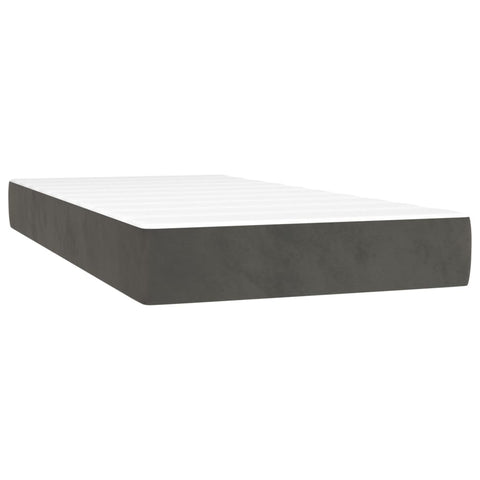 vidaXL Boxspringbett mit Matratze & LED Dunkelgrau 90x200 cm Samt