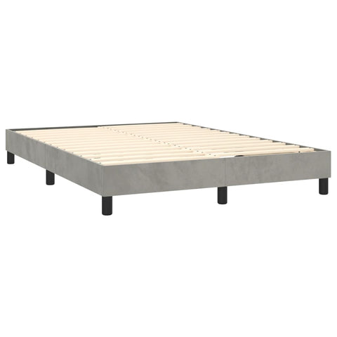 vidaXL Boxspringbett mit Matratze & LED Hellgrau 140x200 cm Samt