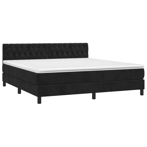 Boxspringbett mit Matratze & LED Schwarz 160x200 cm Samt