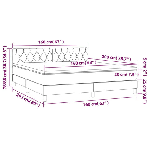 Boxspringbett mit Matratze & LED Dunkelgrün 160x200 cm Samt