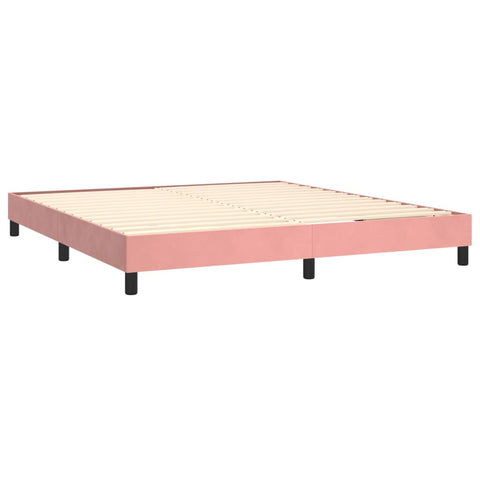 vidaXL Boxspringbett mit Matratze & LED Rosa 180x200 cm Samt