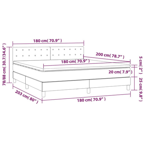 vidaXL Boxspringbett mit Matratze & LED Dunkelgrün 180x200 cm Samt