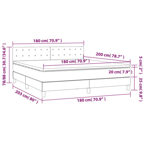 vidaXL Boxspringbett mit Matratze & LED Dunkelblau 180x200 cm Samt