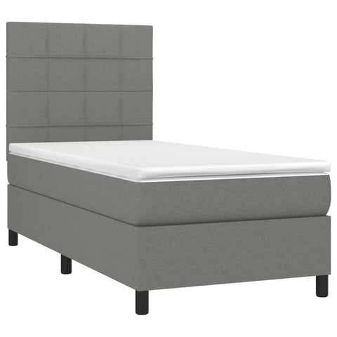 vidaXL Boxspringbett mit Matratze & LED Dunkelgrau 80x200 cm Stoff