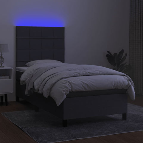 vidaXL Boxspringbett mit Matratze & LED Dunkelgrau 80x200 cm Stoff