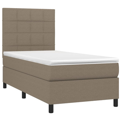 vidaXL Boxspringbett mit Matratze & LED Taupe 90x200 cm Stoff