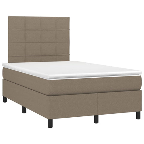 vidaXL Boxspringbett mit Matratze & LED Taupe 120x200 cm Stoff