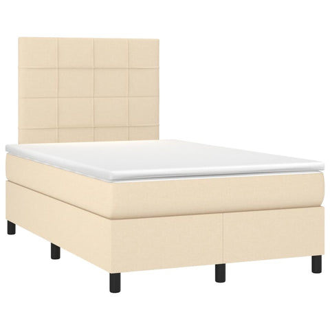 vidaXL Boxspringbett mit Matratze & LED Creme 120x200 cm Stoff