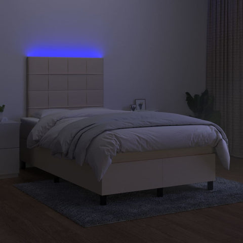 vidaXL Boxspringbett mit Matratze & LED Creme 120x200 cm Stoff