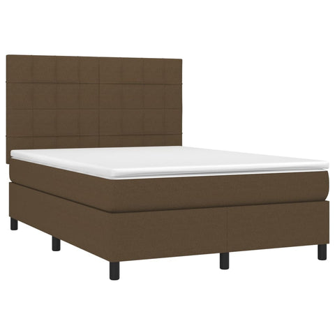 vidaXL Boxspringbett mit Matratze & LED Dunkelbraun 140x190 cm Stoff