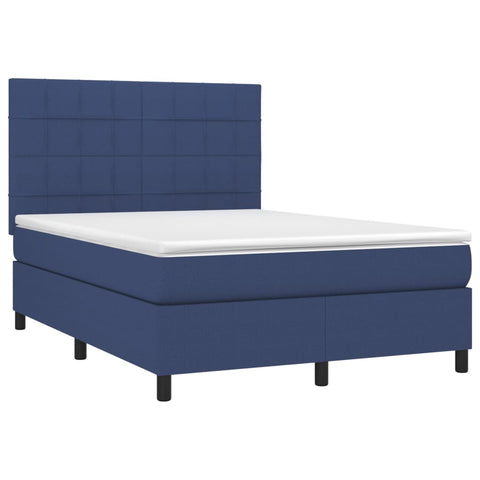 vidaXL Boxspringbett mit Matratze & LED Blau 140x190 cm Stoff