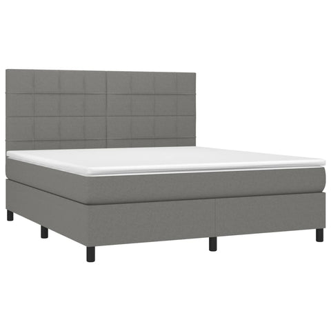 vidaXL Boxspringbett mit Matratze & LED Dunkelgrau 160x200 cm Stoff