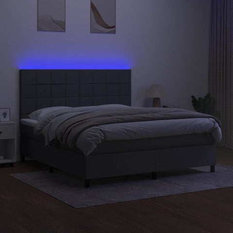 vidaXL Boxspringbett mit Matratze & LED Dunkelgrau 160x200 cm Stoff