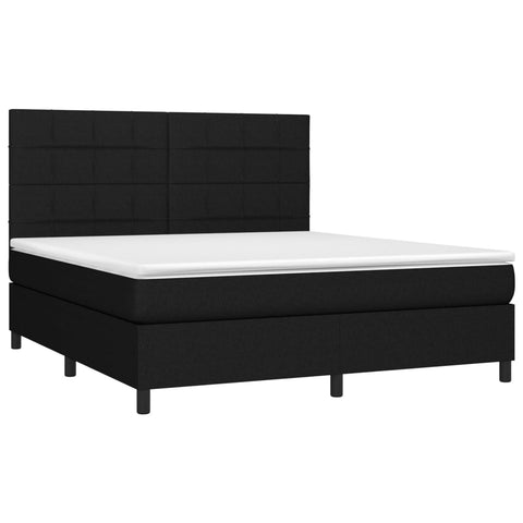 vidaXL Boxspringbett mit Matratze & LED Schwarz 160x200 cm Stoff