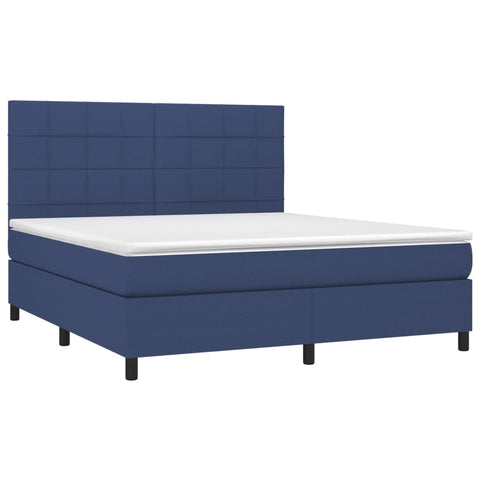 vidaXL Boxspringbett mit Matratze & LED Blau 160x200 cm Stoff