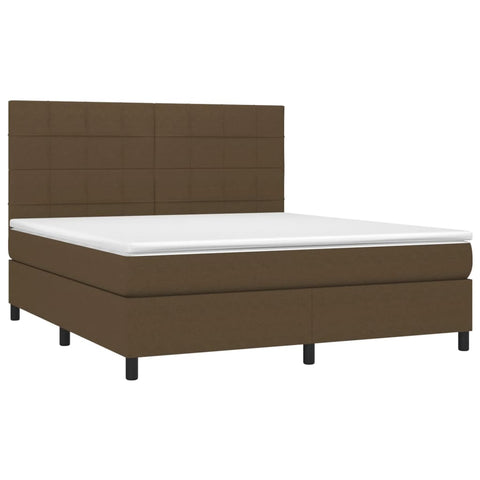 vidaXL Boxspringbett mit Matratze & LED Dunkelbraun 180x200 cm Stoff