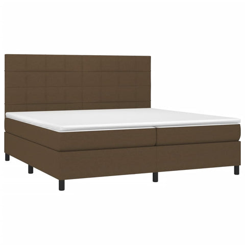 vidaXL Boxspringbett mit Matratze & LED Dunkelbraun 200x200 cm Stoff