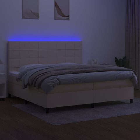 vidaXL Boxspringbett mit Matratze & LED Creme 200x200 cm Stoff