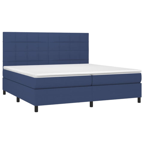 vidaXL Boxspringbett mit Matratze & LED Blau 200x200 cm Stoff