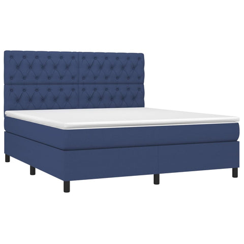 vidaXL Boxspringbett mit Matratze & LED Blau 160x200 cm Stoff